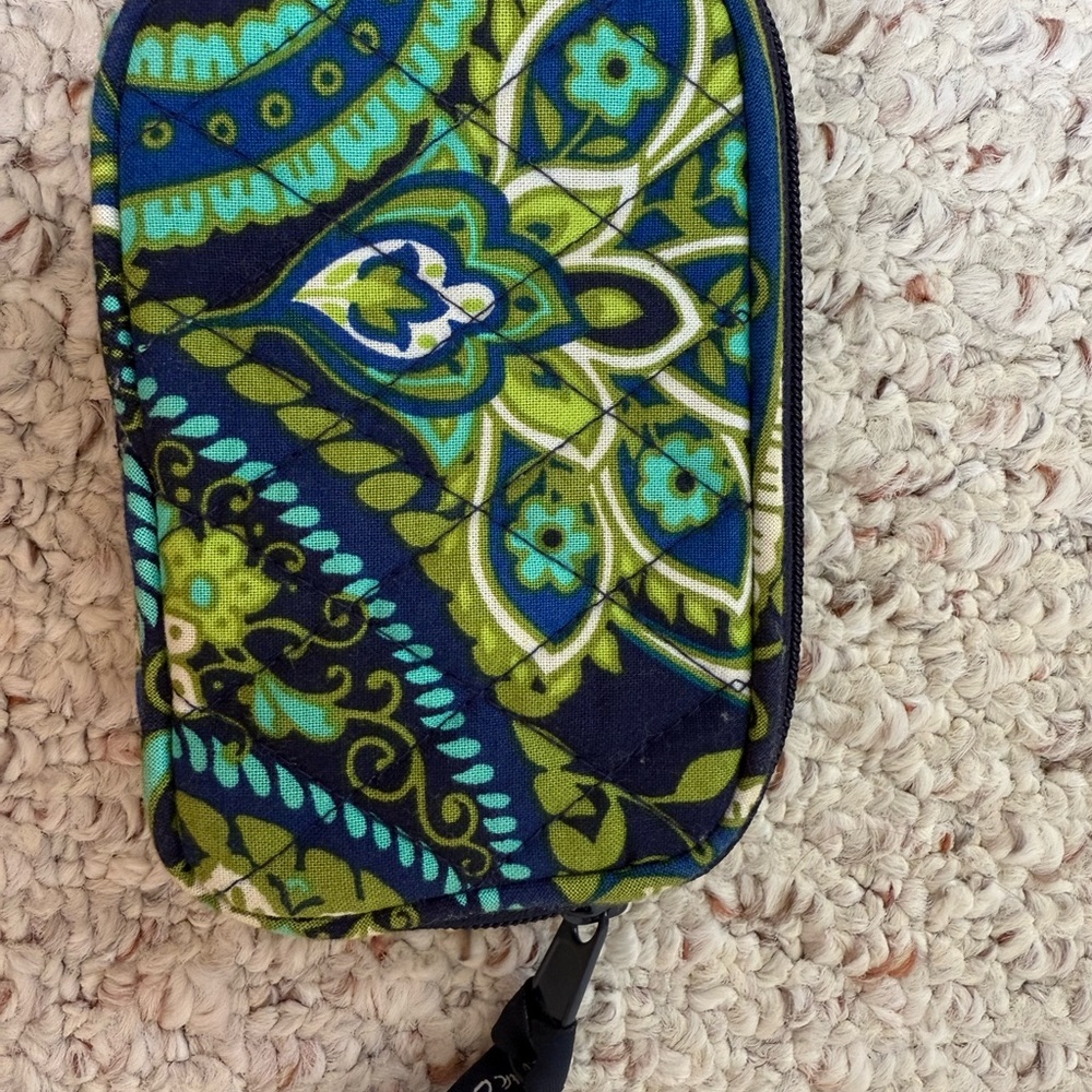 Vera Bradley Green and Blue Patterned Wristlet